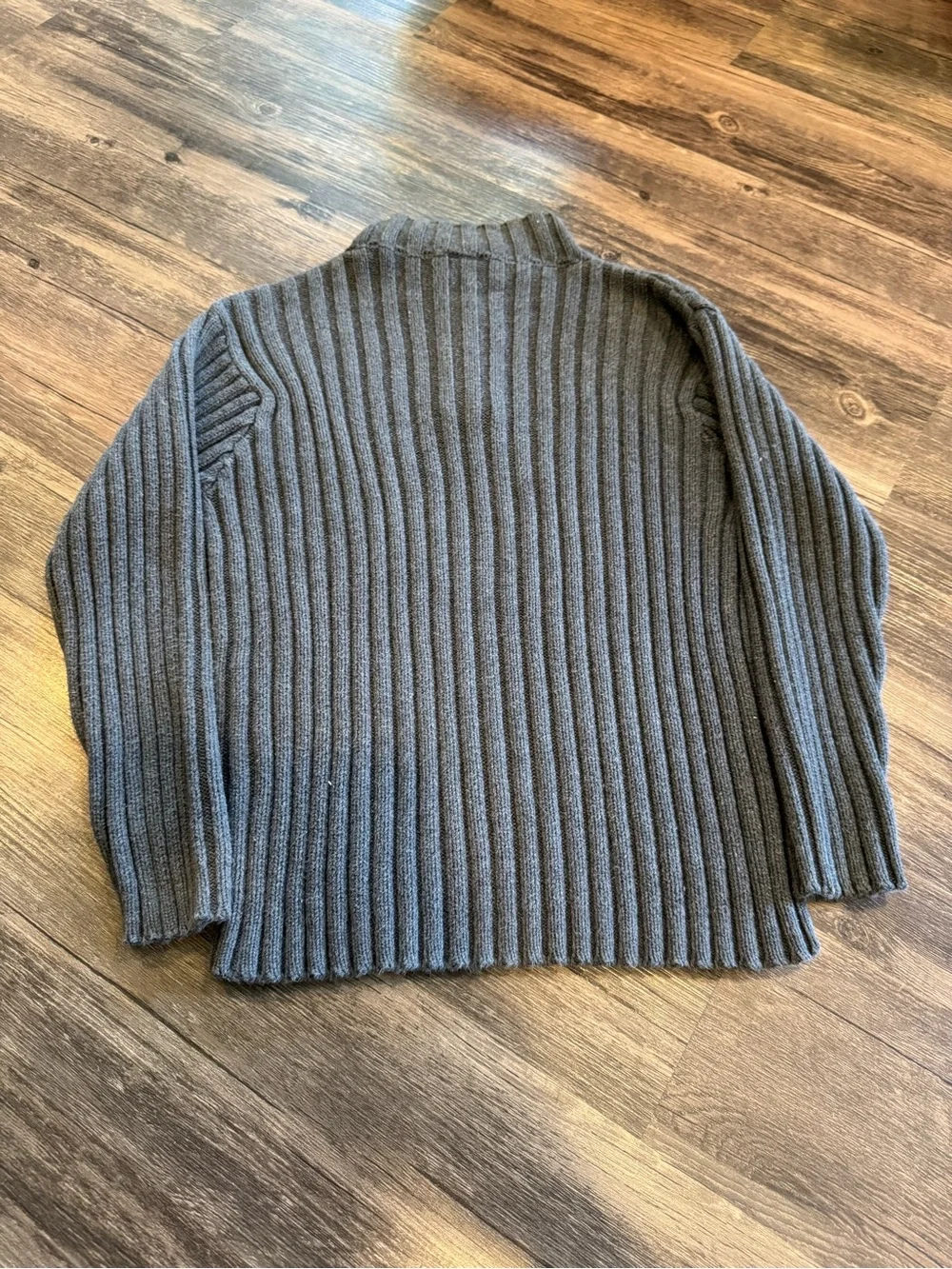 Vintage GAP Kids M Zip Up Mock Neck Ribbed Sweater/Sweatshirt Dark Gray